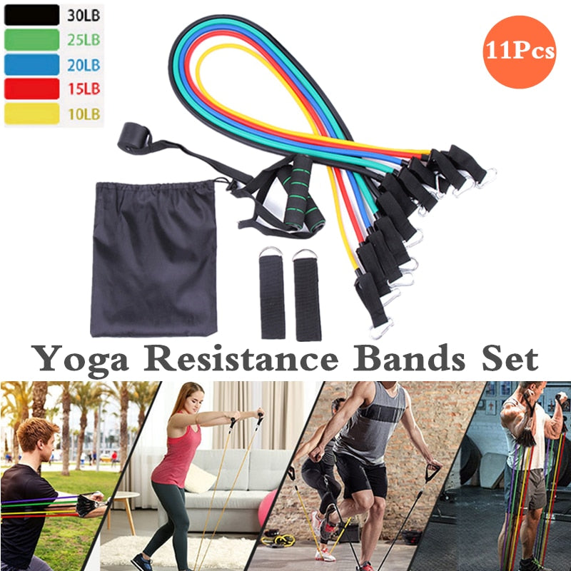 11 Pcs Yoga Band Tube Resistance Bands Set Fitness Elastic Rubber Band –  Nurseswe_R